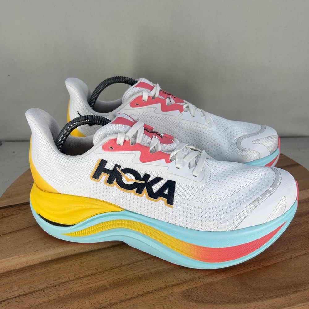 Hoka Skyward X Womens Running Shoes White Yellow Blue 1147912 BSW Size 10.5 B
